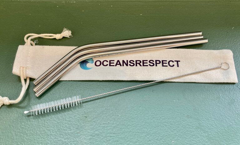 Paille incurvée en acier inoxydable lot de 3