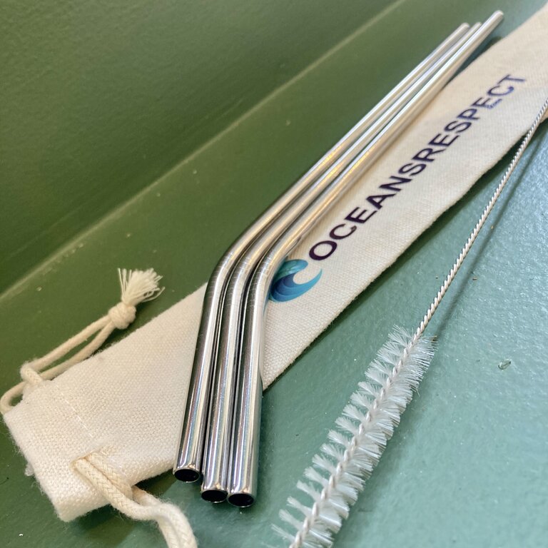 Paille incurvée en acier inoxydable lot de 3