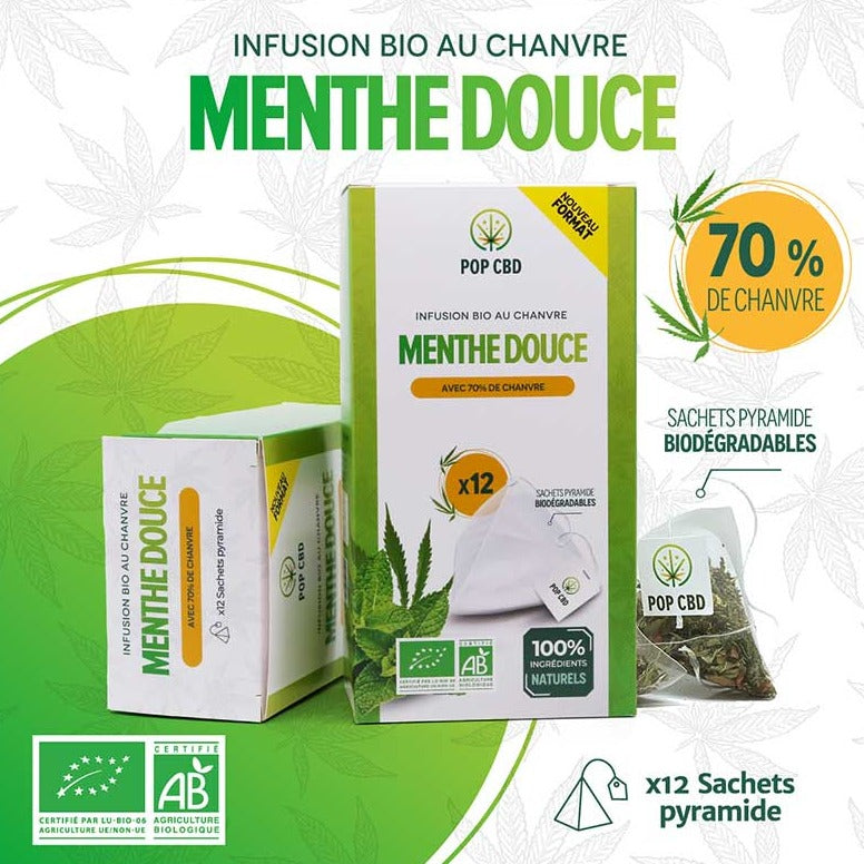 INFUSION MENTHE EN SACHET PYRAMIDE 70% CHANVRE