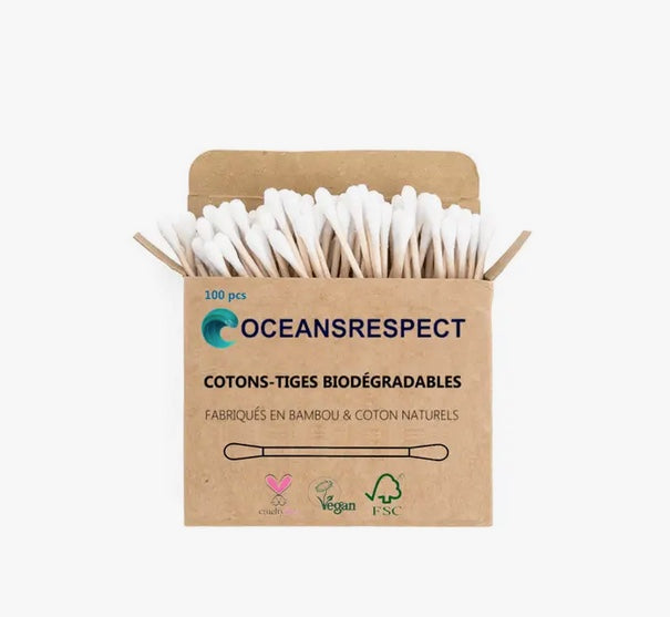 Coton-tige en bambou - Blanc - Boîte de 100 unités